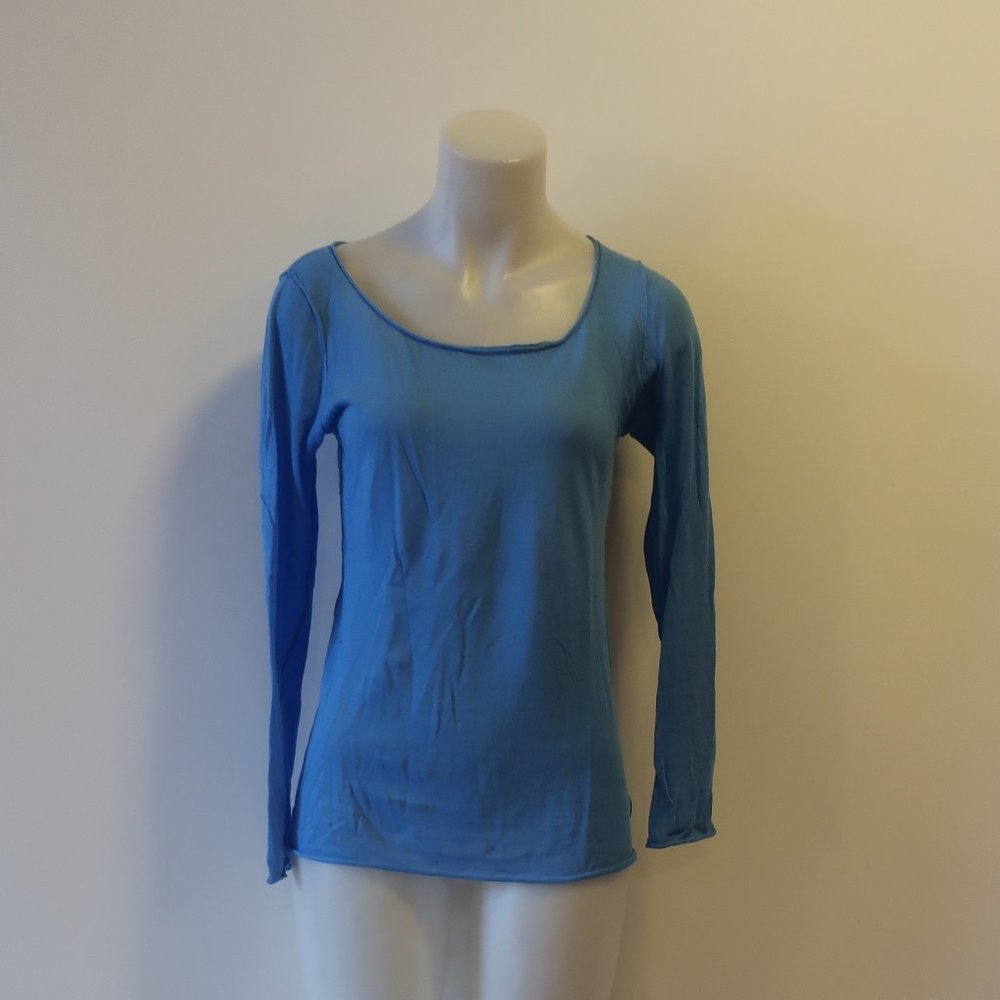 DEAR CASHMERE SCOOP NECK COTTON KNIT SWEATER S *